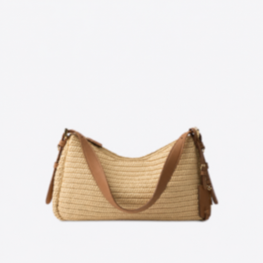 LARGE HAND BAG MADE OF CROCHET KNIT AND LEATHER