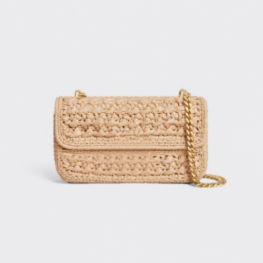 CHAIN SHOULDER BAG IN RAFFIA EFFECT