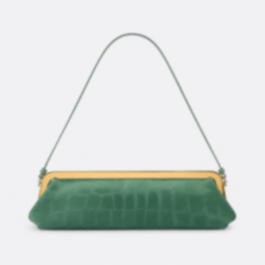 CLUTCH IN SUEDE WITH CROCODILE EMBOSSING
