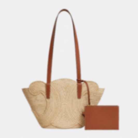SMALL PANIER HAND BAG MADE OF RAFFIA AND CALFSKIN