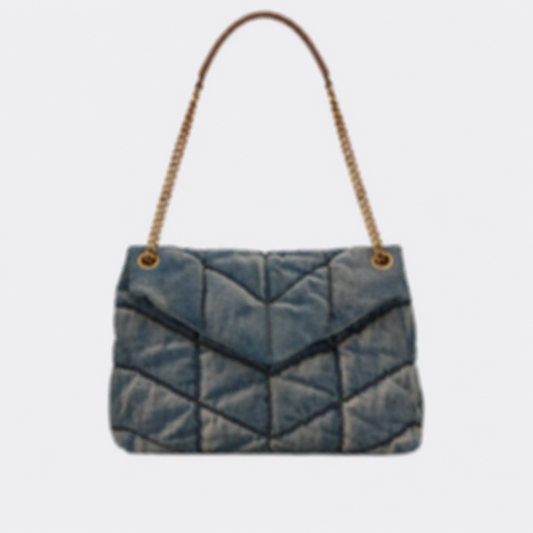 PUFFER BAG MADE OF QUILTED VINTAGE DENIM